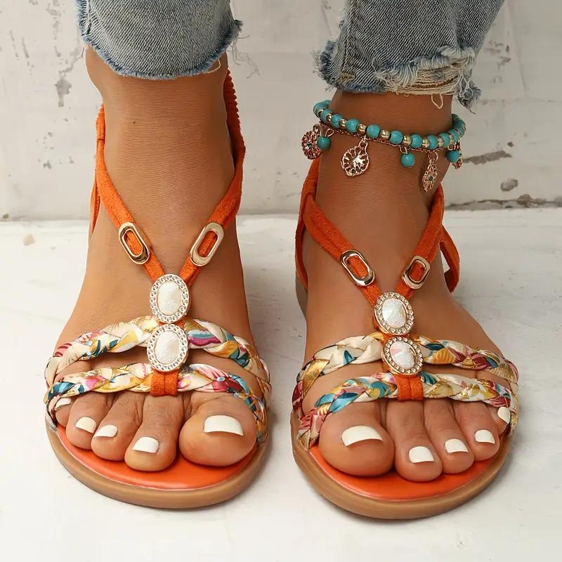 Boho Flache Sandalen aus Flanell für Stilvolle Sommertage – Bequeme und Elegante Sommerschuhe 5