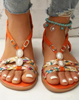 Boho Flache Sandalen aus Flanell für Stilvolle Sommertage – Bequeme und Elegante Sommerschuhe 5