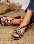 Boho Flache Sandalen aus Flanell für Stilvolle Sommertage – Bequeme und Elegante Sommerschuhe 7