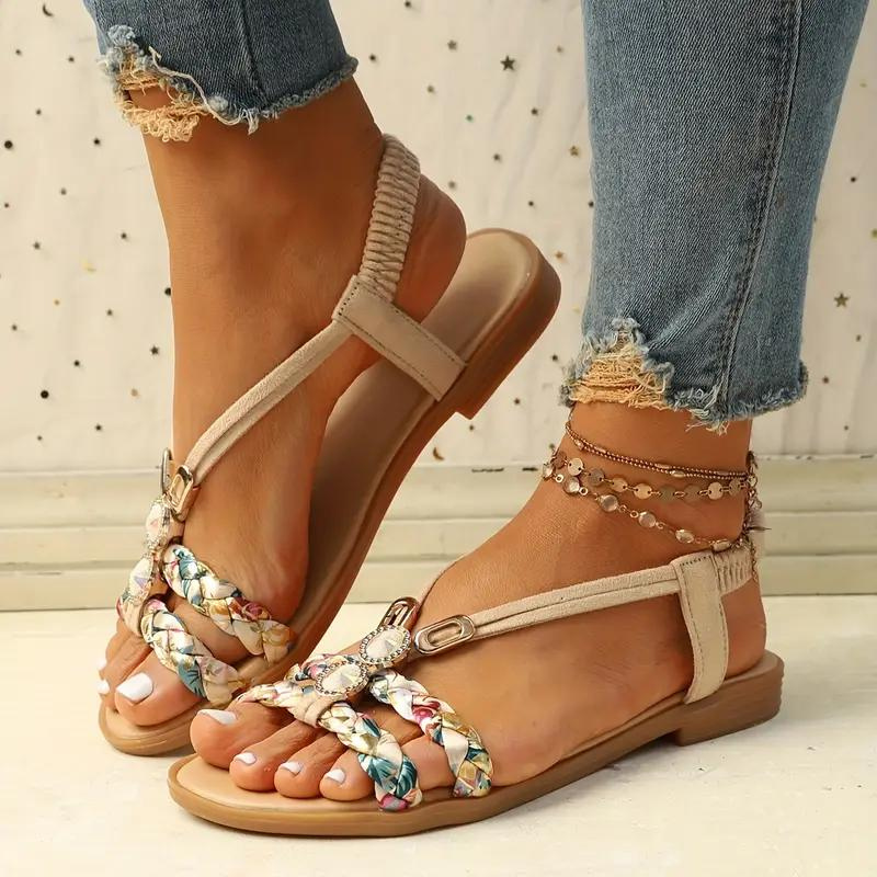Boho Flache Sandalen aus Flanell für Stilvolle Sommertage – Bequeme und Elegante Sommerschuhe 8
