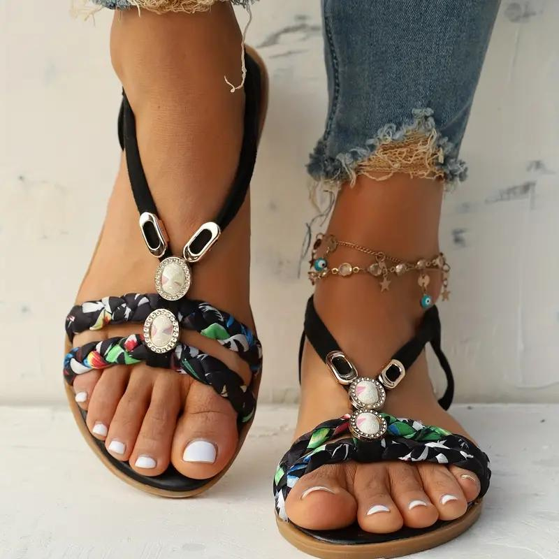 Boho Flache Sandalen aus Flanell für Stilvolle Sommertage – Bequeme und Elegante Sommerschuhe 9