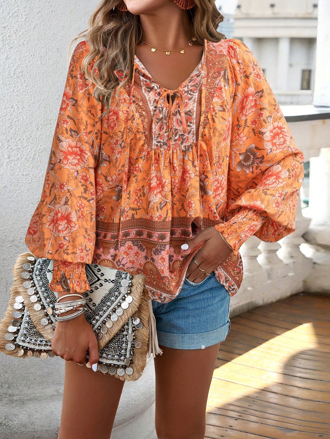 Boho Tunika mit floralem Print für Alltagsschick 6