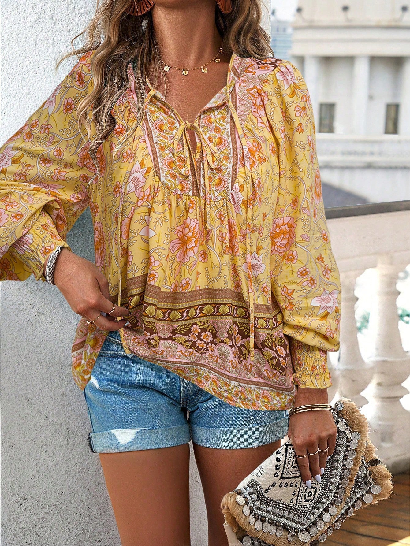 Boho Tunika mit floralem Print für Alltagsschick 7