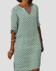 Damen Sommerkleid mit V-Ausschnitt und geometrischem Muster – Bequeme Passform für sonnige Tage 1