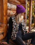 Damen Strickweste mit Leoparden-Print und Knopfverschluss 0