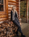 Damen Strickweste mit Leoparden-Print und Knopfverschluss 3