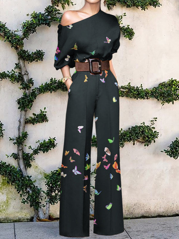 Ein-Schulter Jumpsuit mit Kunst-Print für Eleganz 1