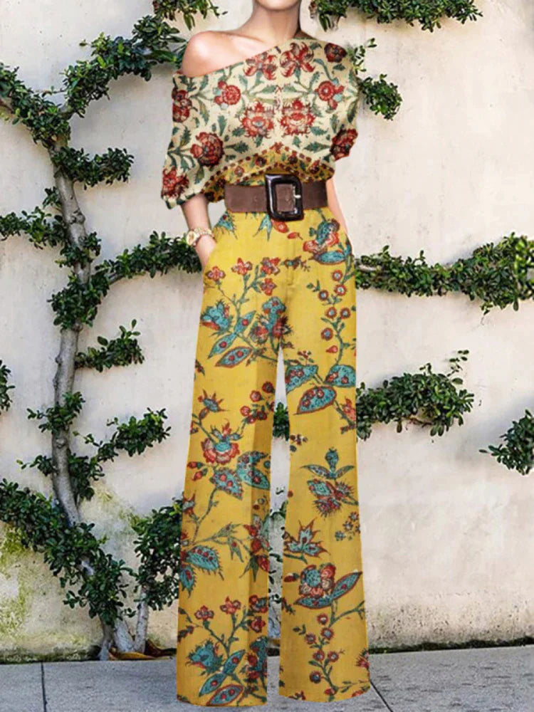 Ein-Schulter Jumpsuit mit Kunst-Print für Eleganz 4