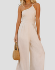 Ein-Schulter Jumpsuit mit weitem Bein für Eleganz 0