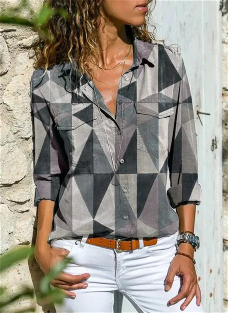 Elegante Damenbluse aus Baumwollmischung – Femininer Schnitt, Vielseitig Kombinierbar, Ideal für Büro und Freizeit 6
