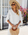 Elegante V-Ausschnitt Bluse mit 3/4-Ärmeln – Ideal für festliche Anlässe 6