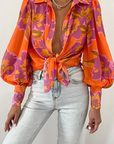 Elegante Damenbluse mit Blattdruck für jeden Anlass 1