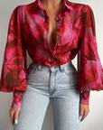 Elegante Damenbluse mit Blattdruck für jeden Anlass 2