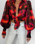 Elegante Damenbluse mit Blattdruck für jeden Anlass 3