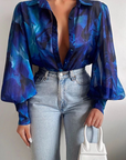 Elegante Damenbluse mit Blattdruck für jeden Anlass 4