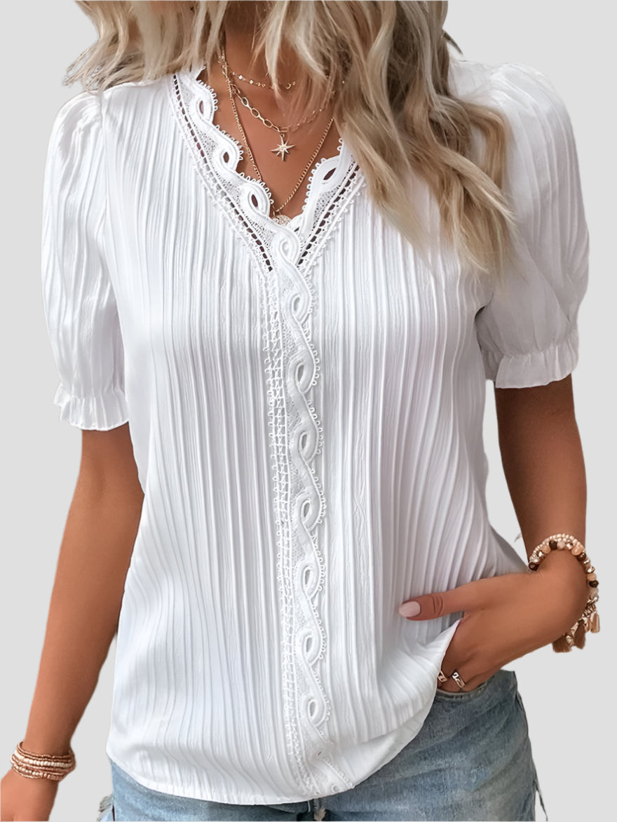 Elegante Damenbluse mit Puffärmeln für Festlichkeiten 0