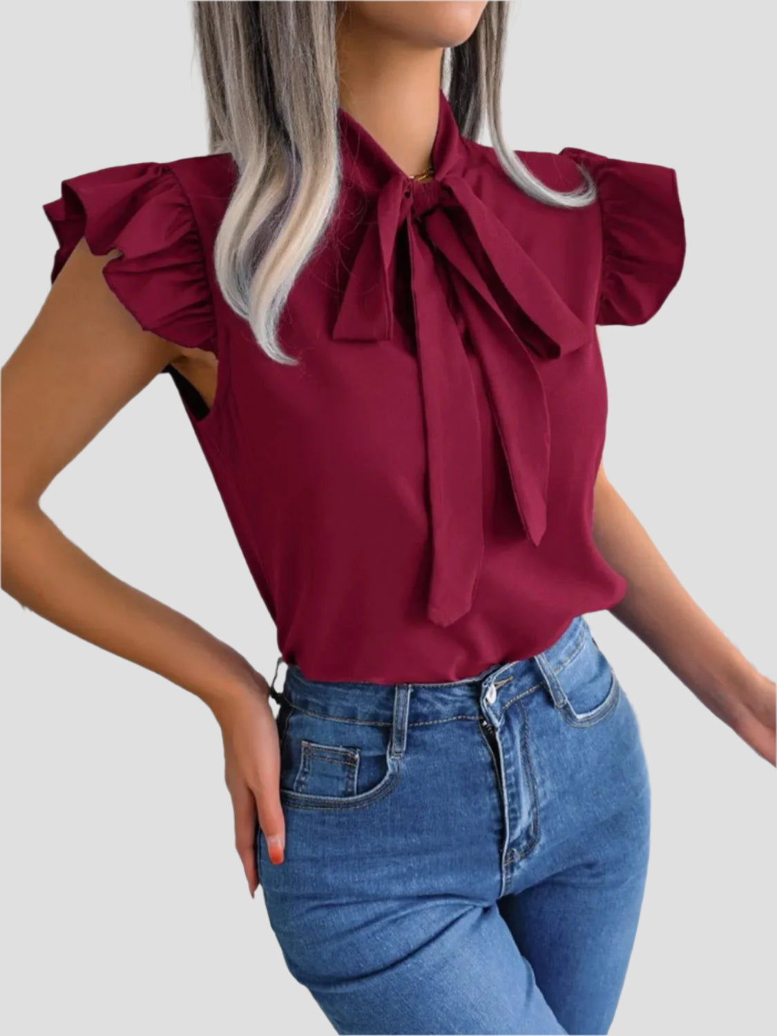 Elegante Damenbluse mit Rüschensleeves für festliche Anlässe 0