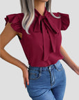 Elegante Damenbluse mit Rüschensleeves für festliche Anlässe 0