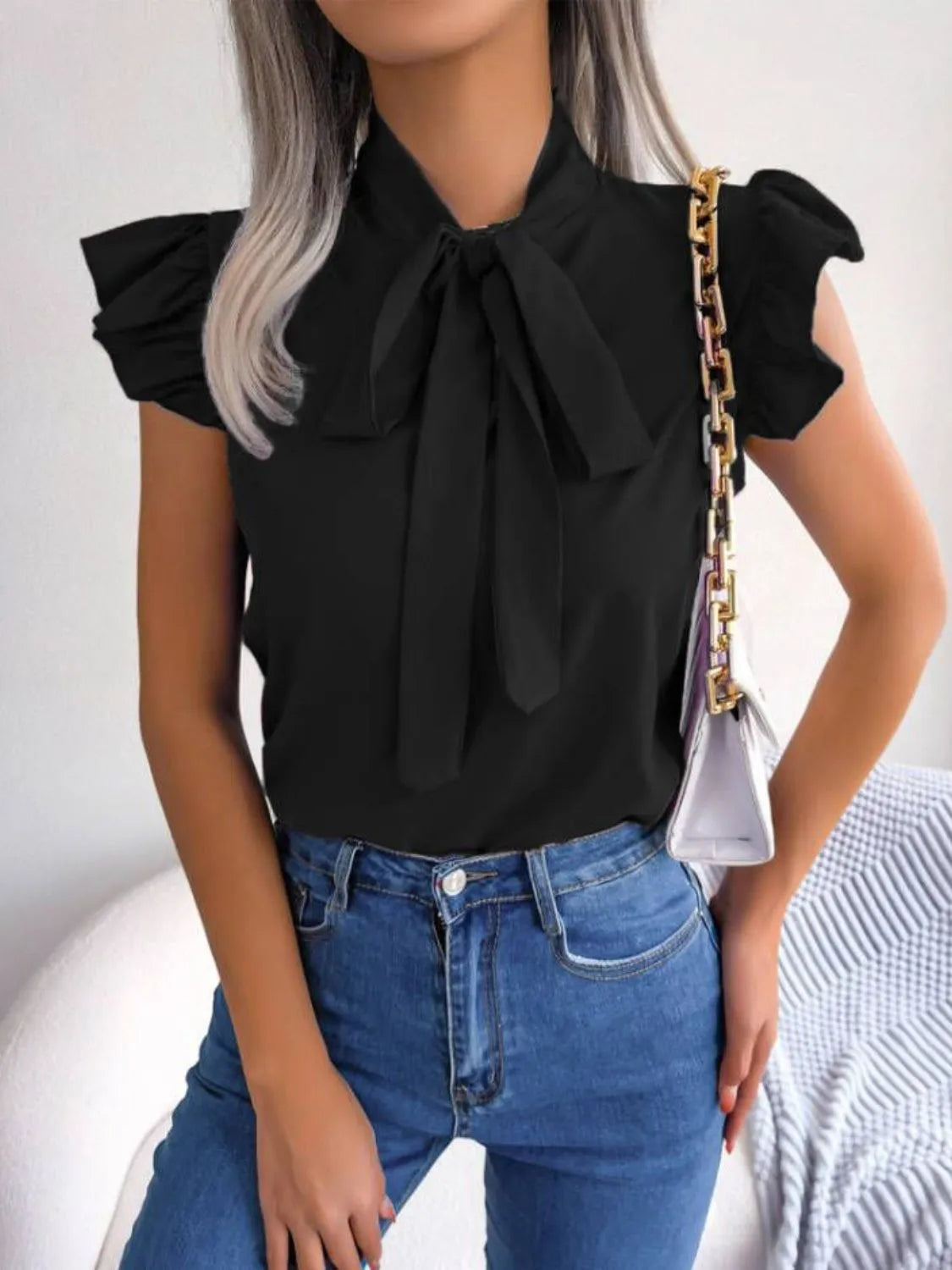 Elegante Damenbluse mit Rüschensleeves für festliche Anlässe 1