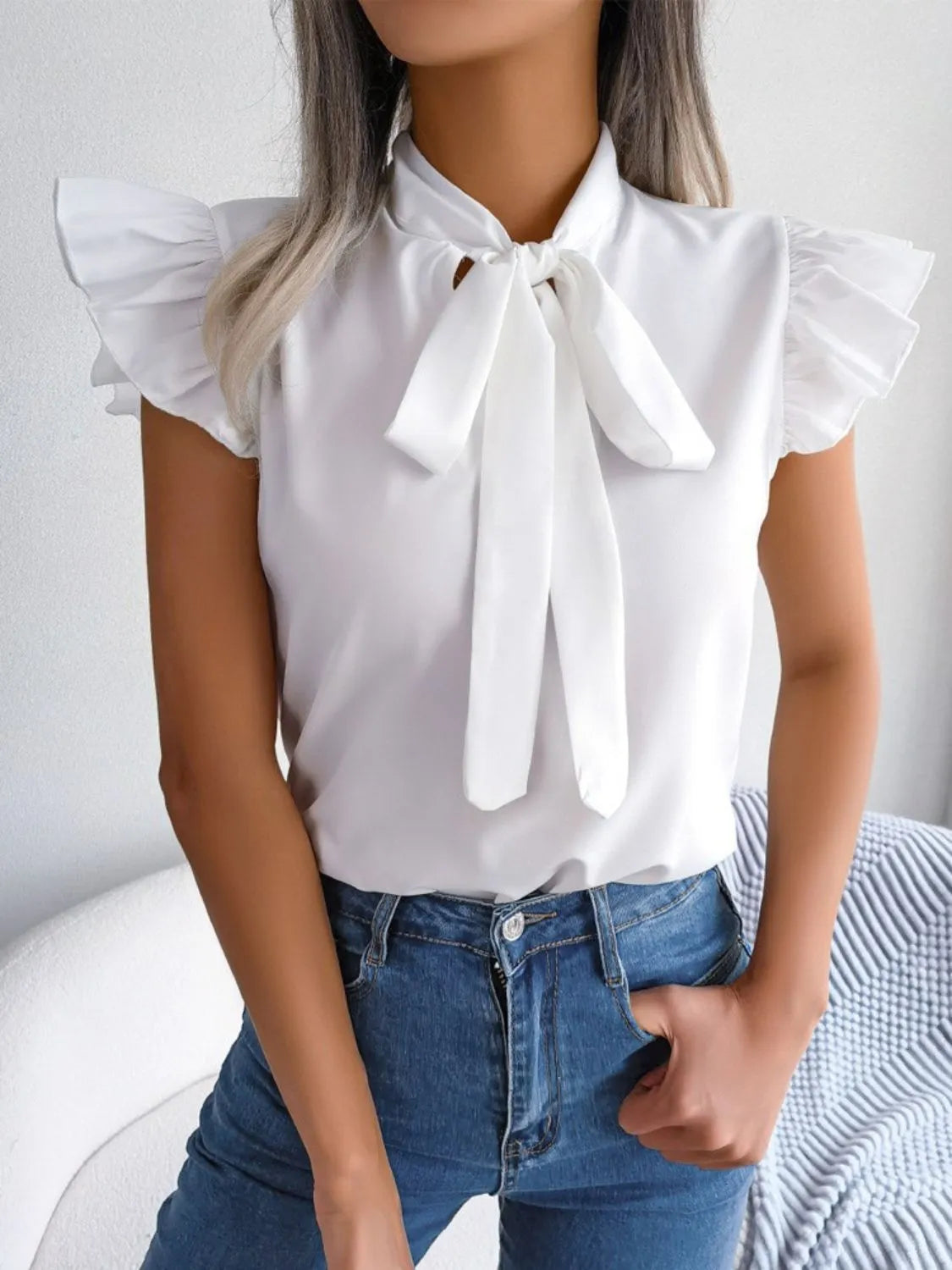 Elegante Damenbluse mit Rüschensleeves für festliche Anlässe 2