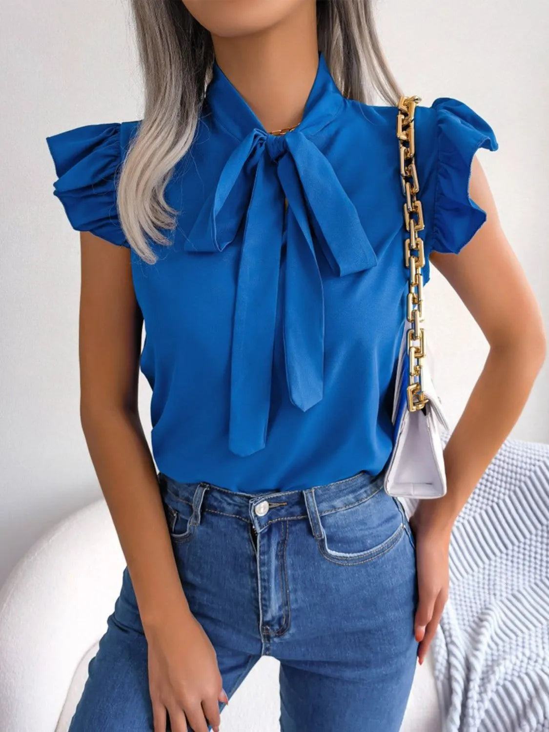 Elegante Damenbluse mit Rüschensleeves für festliche Anlässe 3