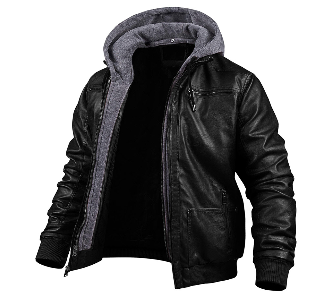 Elegante Lederjacke Herren mit Kapuze für jeden Tag 1