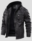 Elegante Lederjacke mit Stehkragen für Herren 0