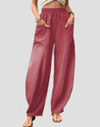 Elegante Leinenhose mit Lockerer Passform und Elastischem Bund – Atmungsaktive Damenhose 1