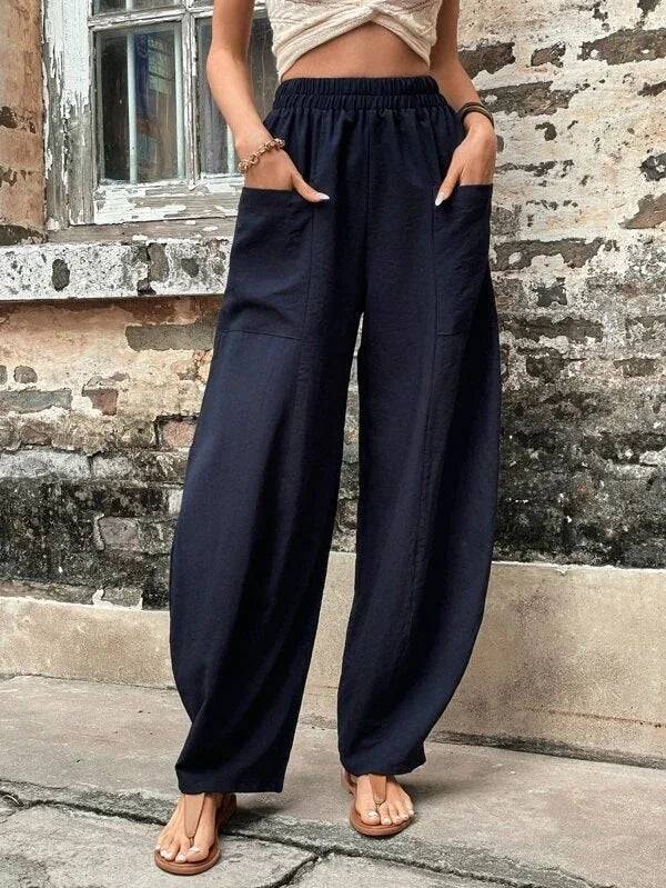 Elegante Leinenhose mit Lockerer Passform und Elastischem Bund – Atmungsaktive Damenhose 11