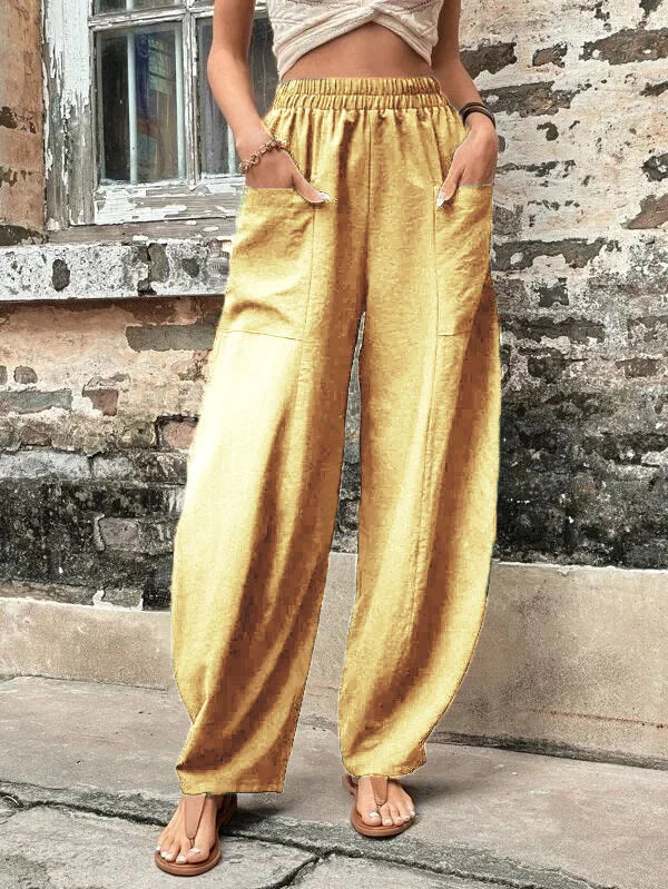Elegante Leinenhose mit Lockerer Passform und Elastischem Bund – Atmungsaktive Damenhose 13