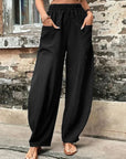 Elegante Leinenhose mit Lockerer Passform und Elastischem Bund – Atmungsaktive Damenhose 3