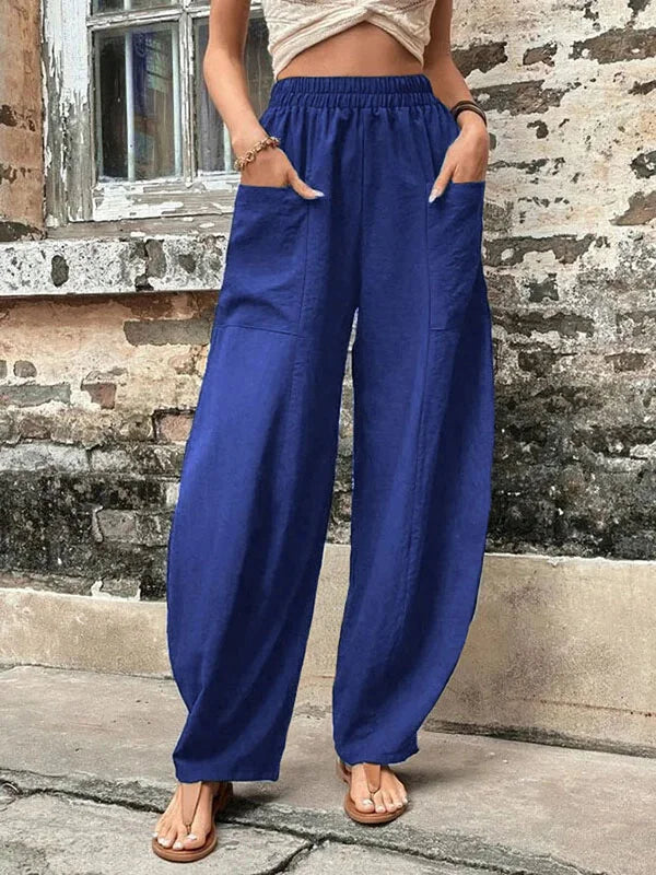 Elegante Leinenhose mit Lockerer Passform und Elastischem Bund – Atmungsaktive Damenhose 5