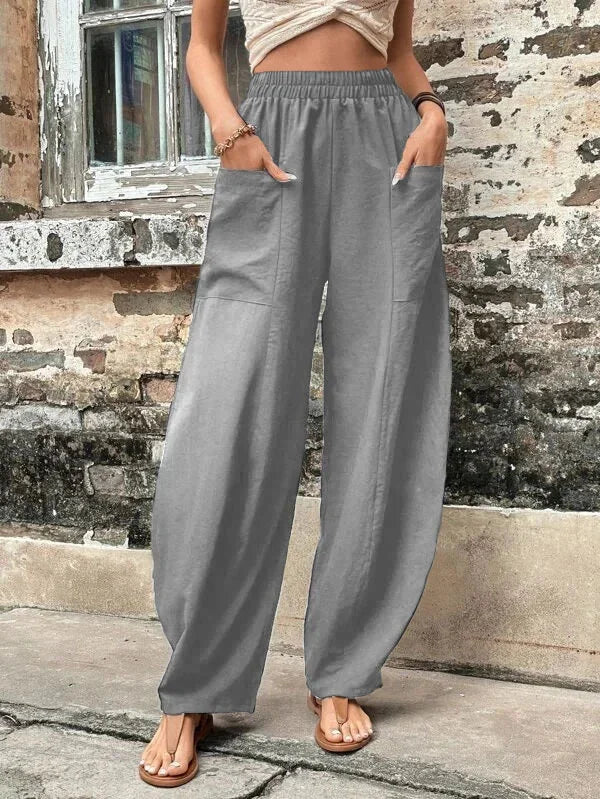 Elegante Leinenhose mit Lockerer Passform und Elastischem Bund – Atmungsaktive Damenhose 6