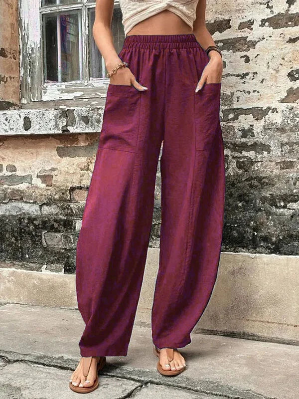 Elegante Leinenhose mit Lockerer Passform und Elastischem Bund – Atmungsaktive Damenhose 7