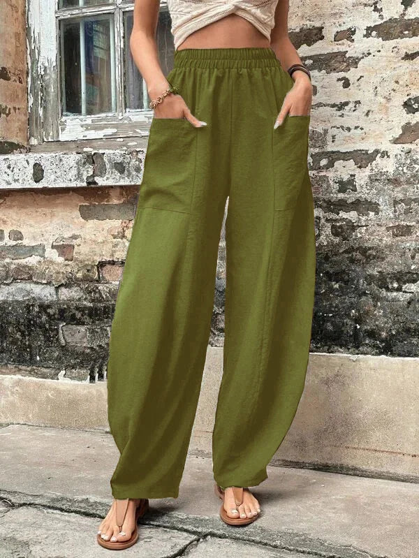 Elegante Leinenhose mit Lockerer Passform und Elastischem Bund – Atmungsaktive Damenhose 8