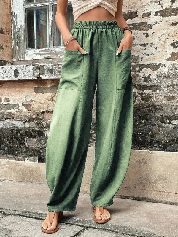 Elegante Leinenhose mit Lockerer Passform und Elastischem Bund – Atmungsaktive Damenhose 9