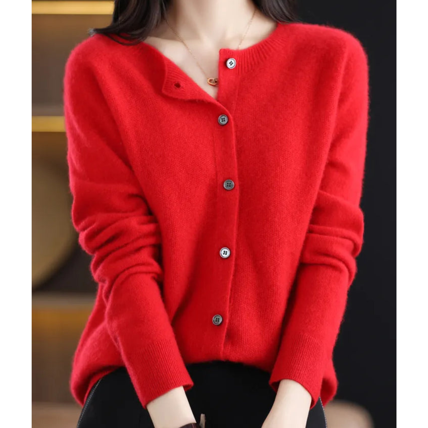 Elegante Strickjacke mit Rundhalsausschnitt für jeden Anlass 13