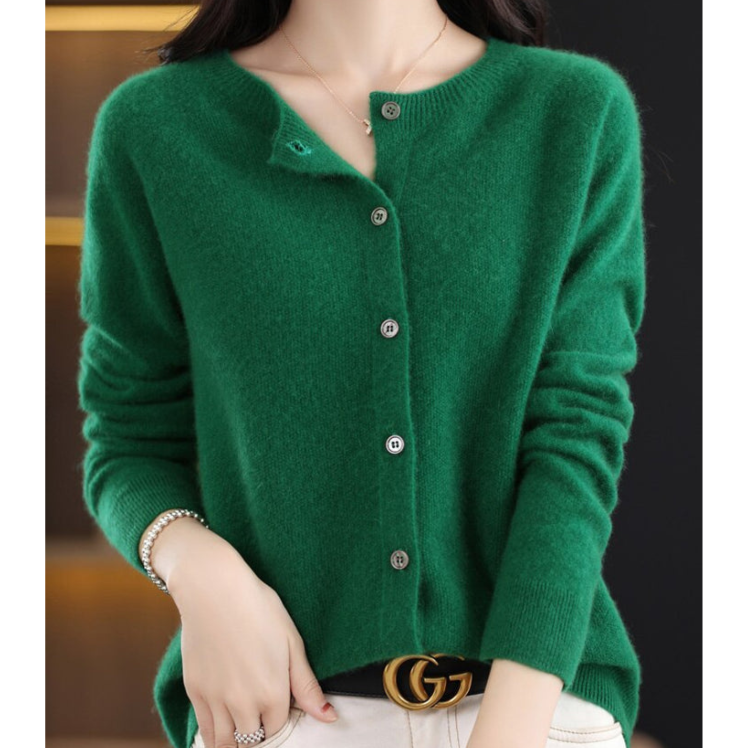Elegante Strickjacke mit Rundhalsausschnitt für jeden Anlass 14