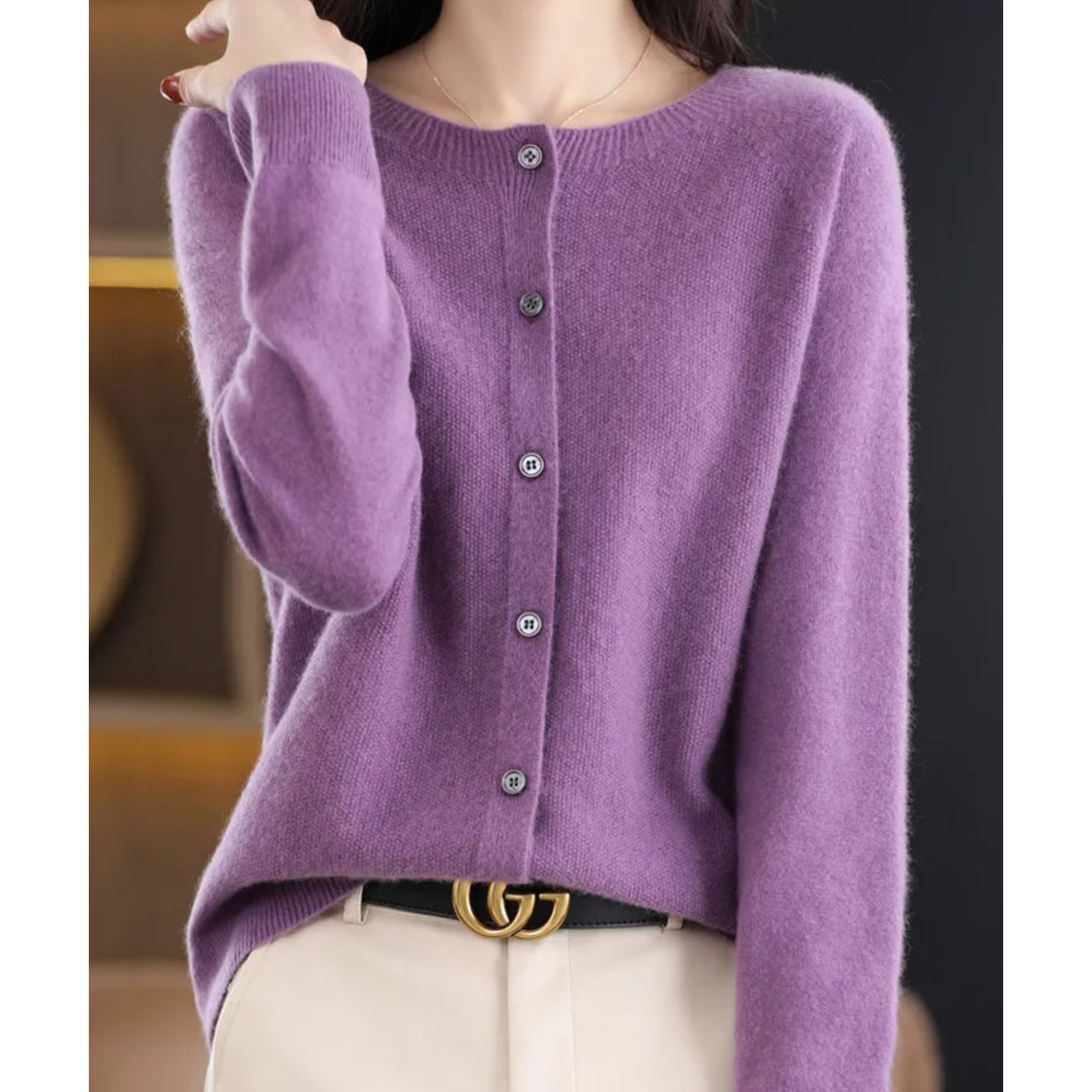 Elegante Strickjacke mit Rundhalsausschnitt für jeden Anlass 8