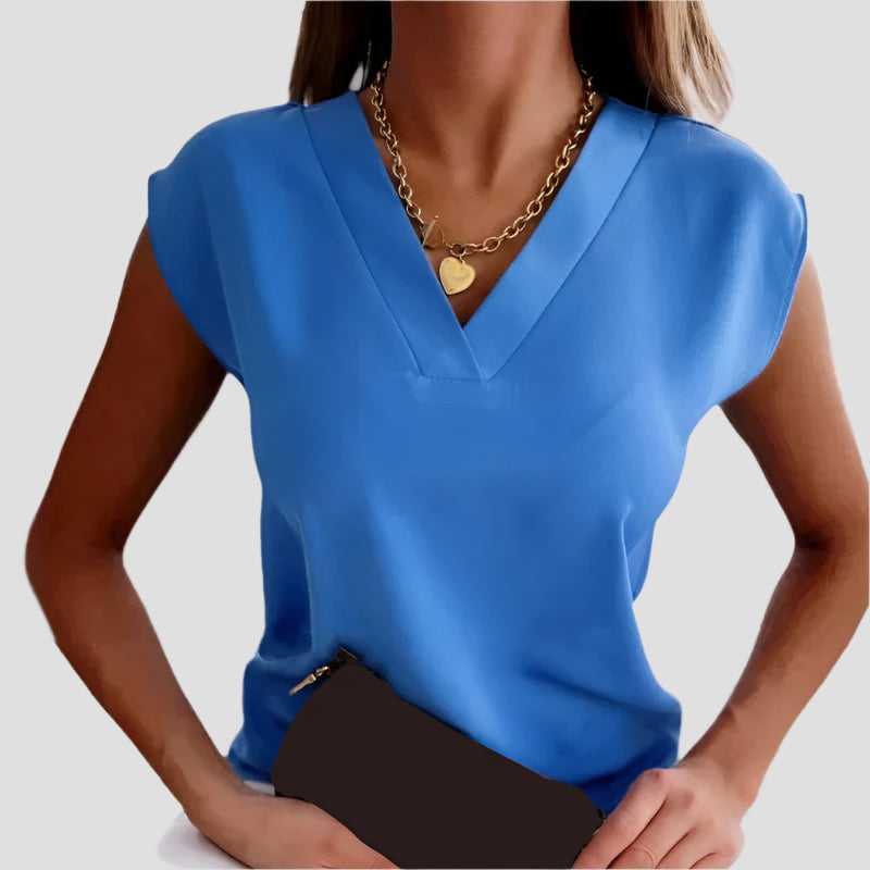 Elegante Damenbluse mit V-Ausschnitt aus Atmungsaktivem Material – Perfekt für Festliche Anlässe und Sommeroutfits 1