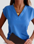 Elegante Damenbluse mit V-Ausschnitt aus Atmungsaktivem Material – Perfekt für Festliche Anlässe und Sommeroutfits 1