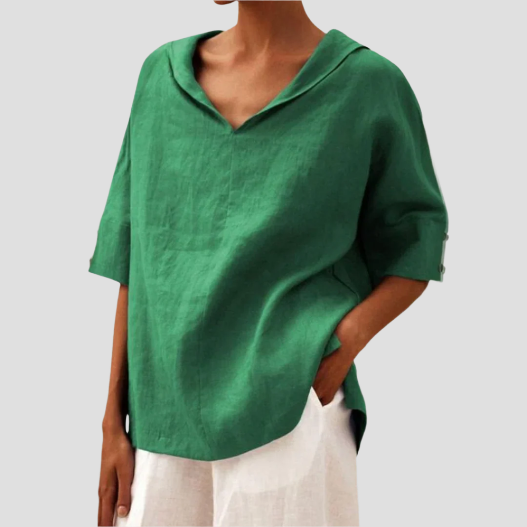 Elegante V-Ausschnitt Damenbluse für jeden Anlass 0