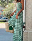 Eleganter Gingham Jumpsuit mit Weitem Bein 0