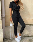 Eleganter Schwarzer Jumpsuit mit Verstellbarem Tailleband für Festliche Anlässe 2
