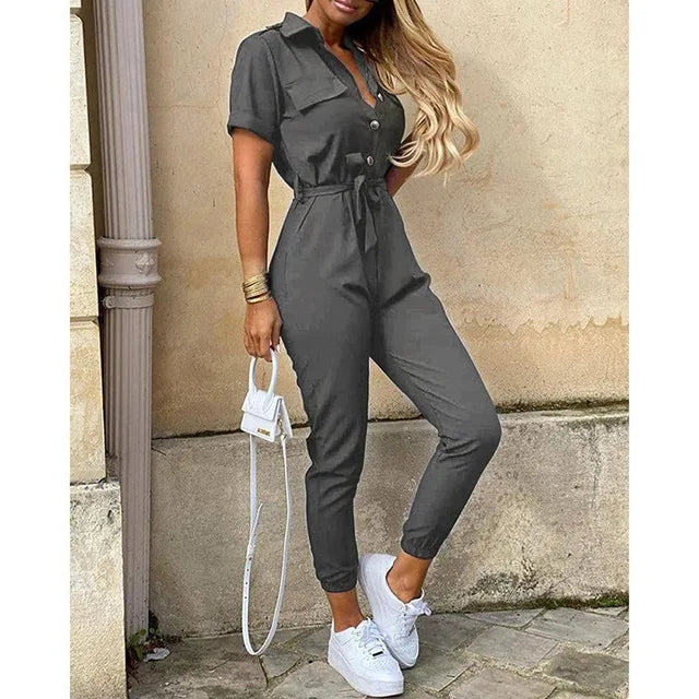 Eleganter Schwarzer Jumpsuit mit Verstellbarem Tailleband für Festliche Anlässe 8