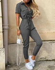 Eleganter Schwarzer Jumpsuit mit Verstellbarem Tailleband für Festliche Anlässe 8