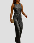 Eleganter V-Ausschnitt Jumpsuit mit taillierter Passform für Hochzeiten und festliche Anlässe 1
