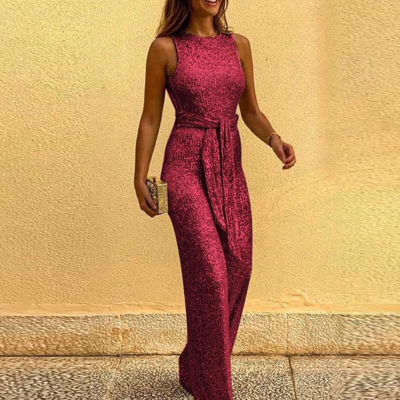 Eleganter V-Ausschnitt Jumpsuit mit taillierter Passform für Hochzeiten und festliche Anlässe 2
