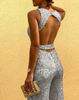 Eleganter V-Ausschnitt Jumpsuit mit taillierter Passform für Hochzeiten und festliche Anlässe 6