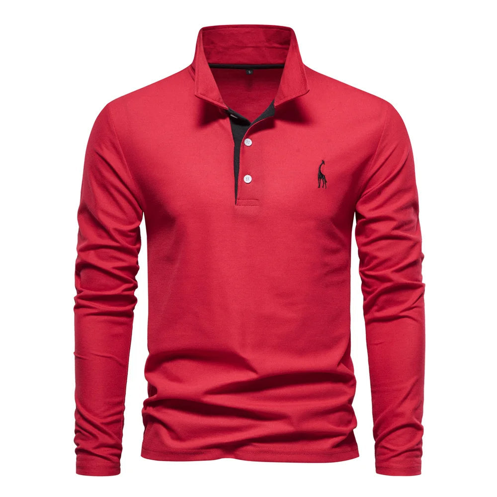 Eleganter Langarm-Polo mit Knopfdesign 0